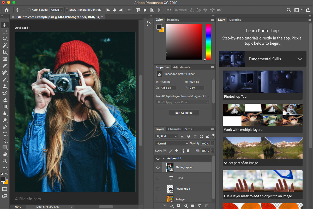 Adobe Photoshop CC 2019 for Mac Workspace (2019)